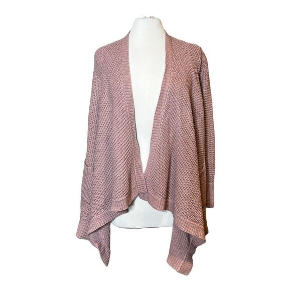 AMERICAN EAGLE Outfitters Shaker Knit Open Waterfall Cardigan Dusty Rose - Picture 1 of 5